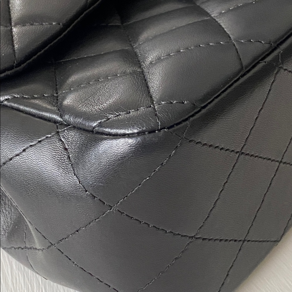 Chanel Black Jumbo Flap Lambskin Leather Silver Hardware Bag Full Set New in Box - Picture 8 of 16